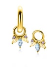 ZINZI gold plated zilveren oorbedels bezet met paarse, champagne en blauwe kleurstenen ZICH2633BC (zonder oorringen)