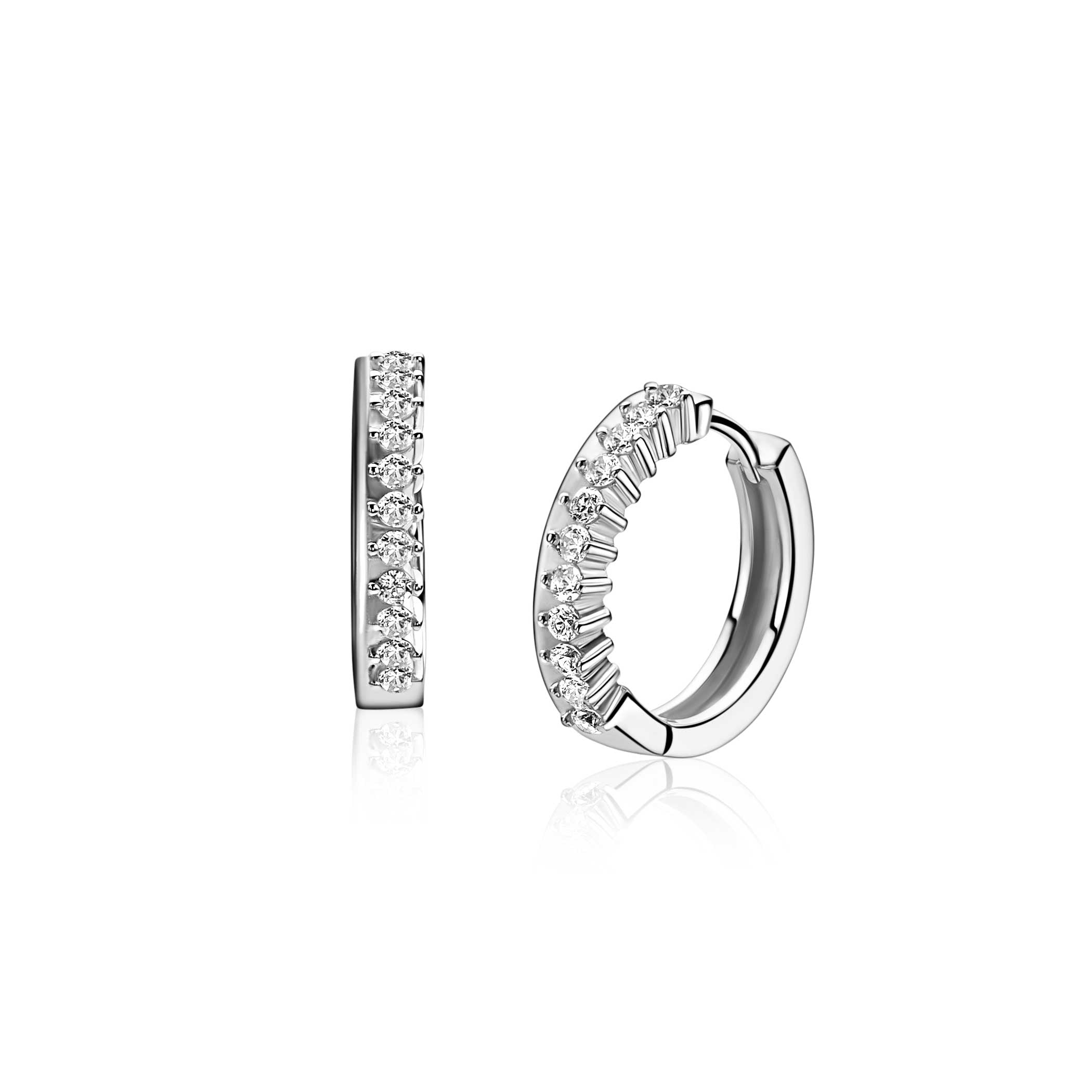 ZINZI Zilveren Oorbellen 15mm wit - ZIO2870