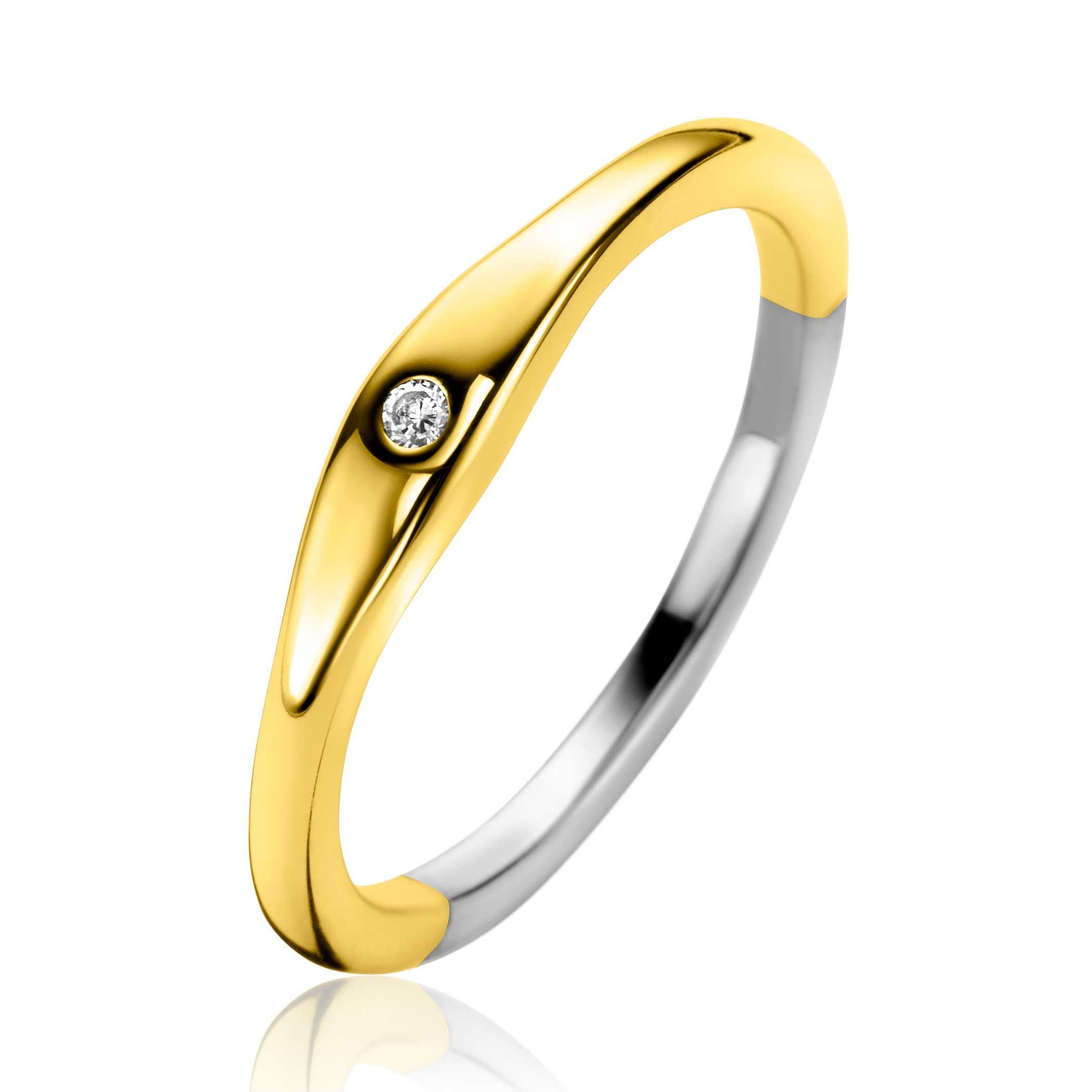ZINZI Verguld Zilveren Ring met Witte Zirkonia - ZIR2628