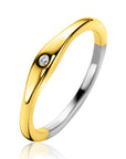 ZINZI gold plated zilveren ring organisch gevormd 3,5mm breed bezet met witte zirkonia ZIR2628 - PansiteNederland.nl
