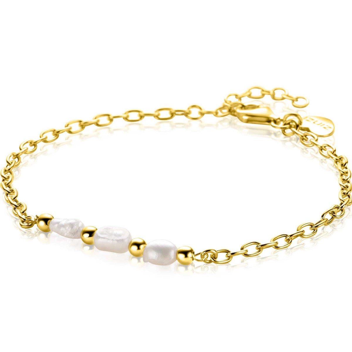 ZINZI Verguld Zilveren Armband met Witte Parel - ZIA2643