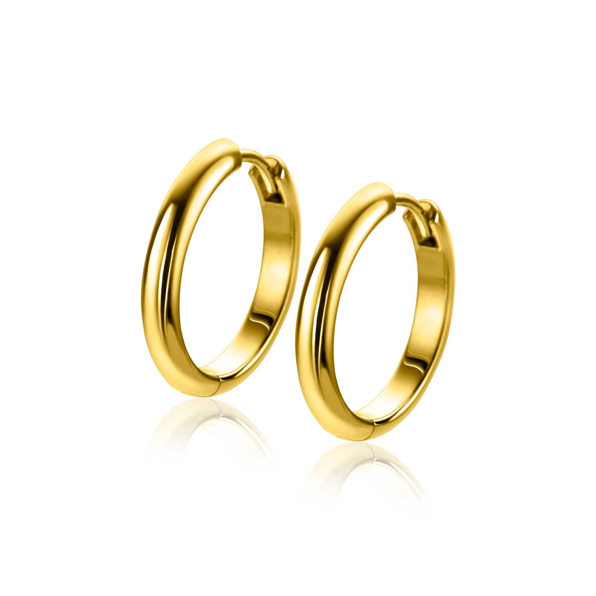 Zinzi gold plated zilveren oorringen gladde met ronde buis 3mm met luxe klapsluiting 20mm – ZIO2602G - PansiteNederland.nl