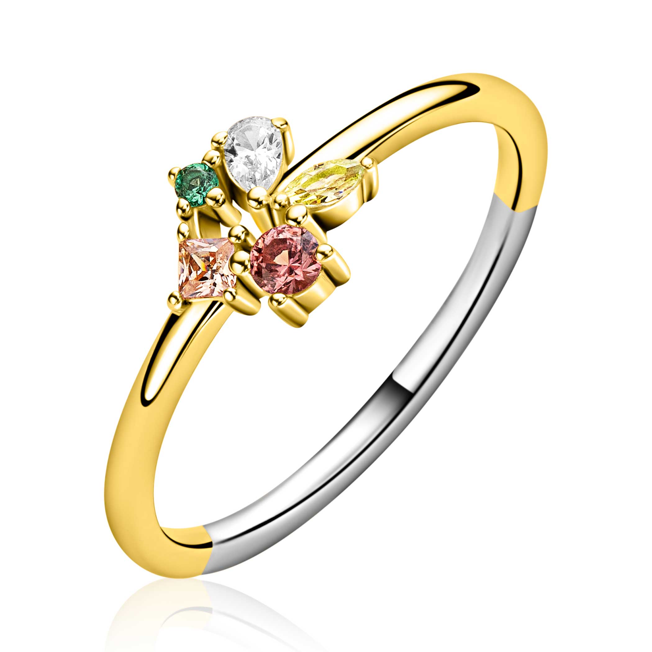 ZINZI Verguld Zilveren Ring met Bruine Kleursteen - ZIR2867