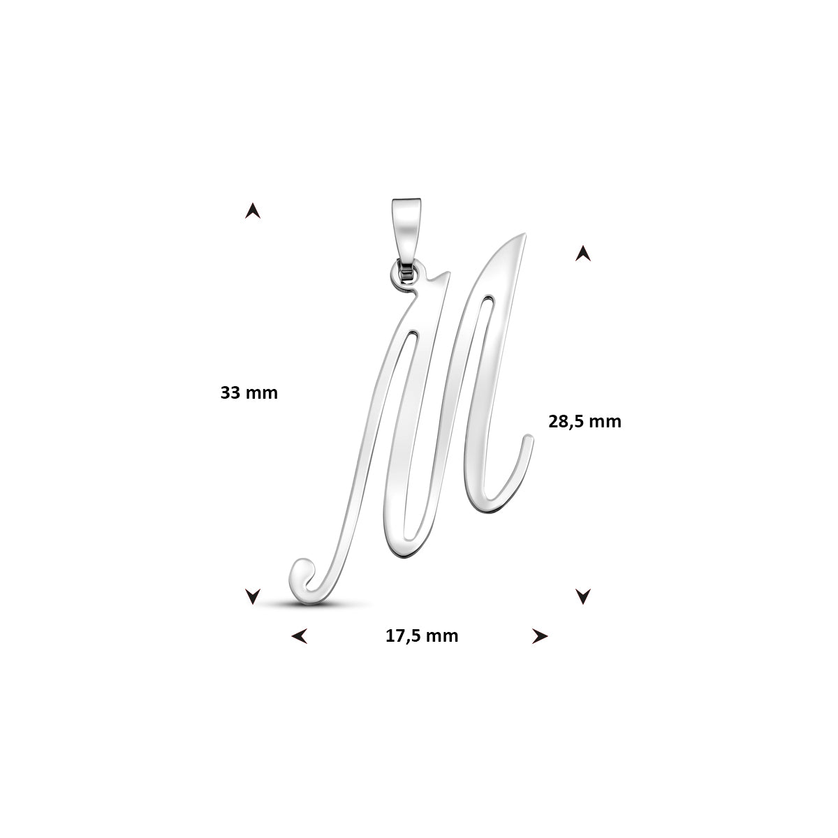 Hanger sierletter M 28,5 mm zilver #Letter_M