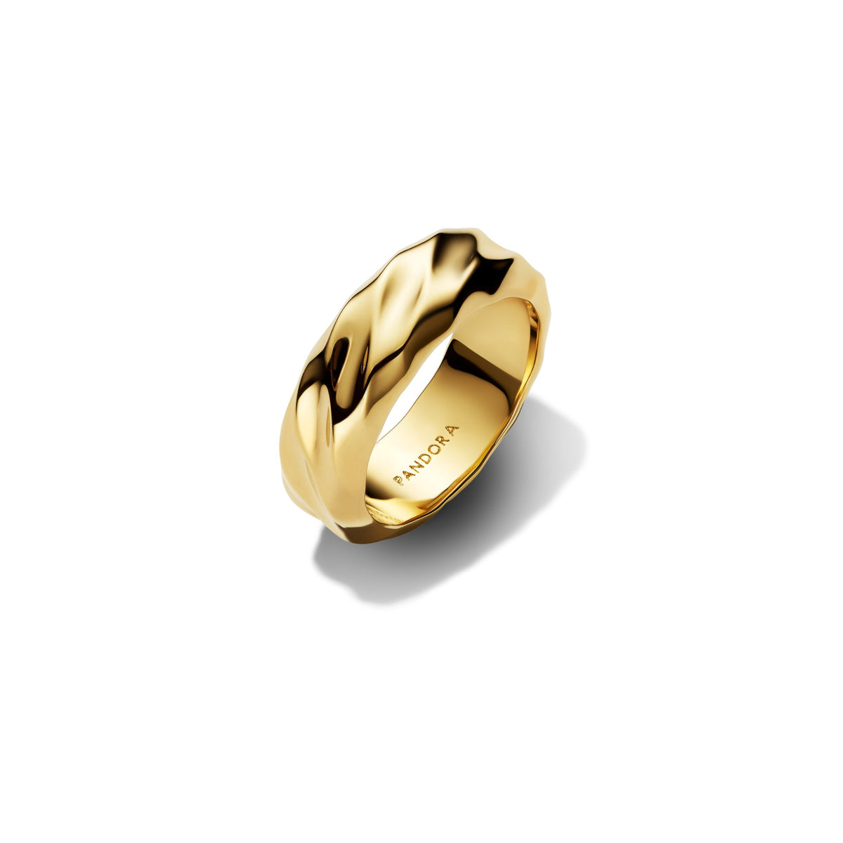 Pandora Geribbelde Brede Band Ring goudverguld