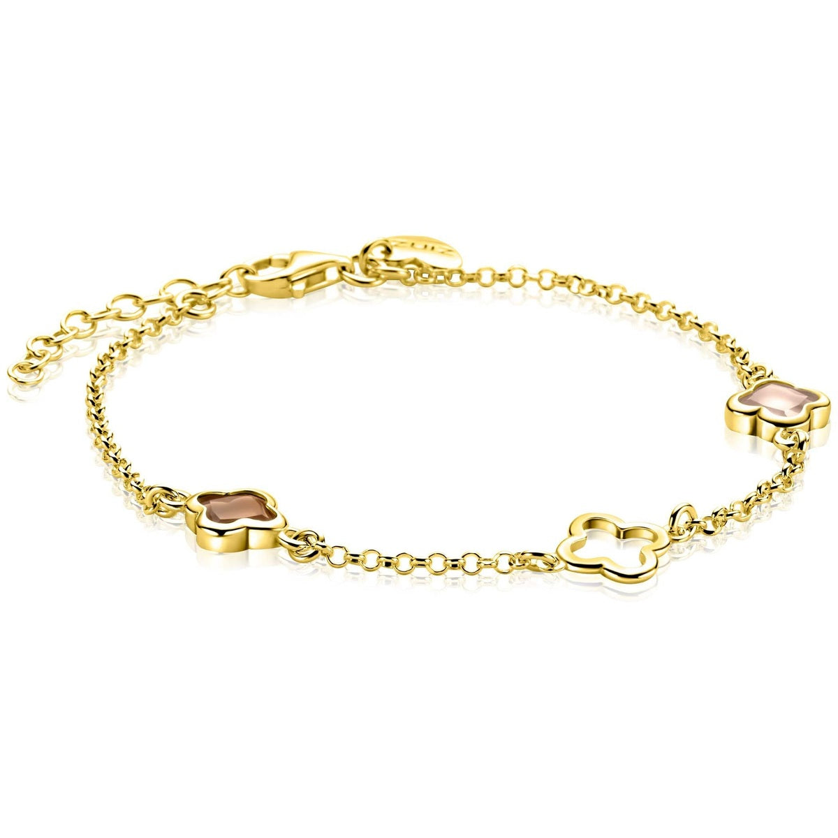 ZINZI Verguld Zilveren Armband 16-19 cm bruin - ZIA2772