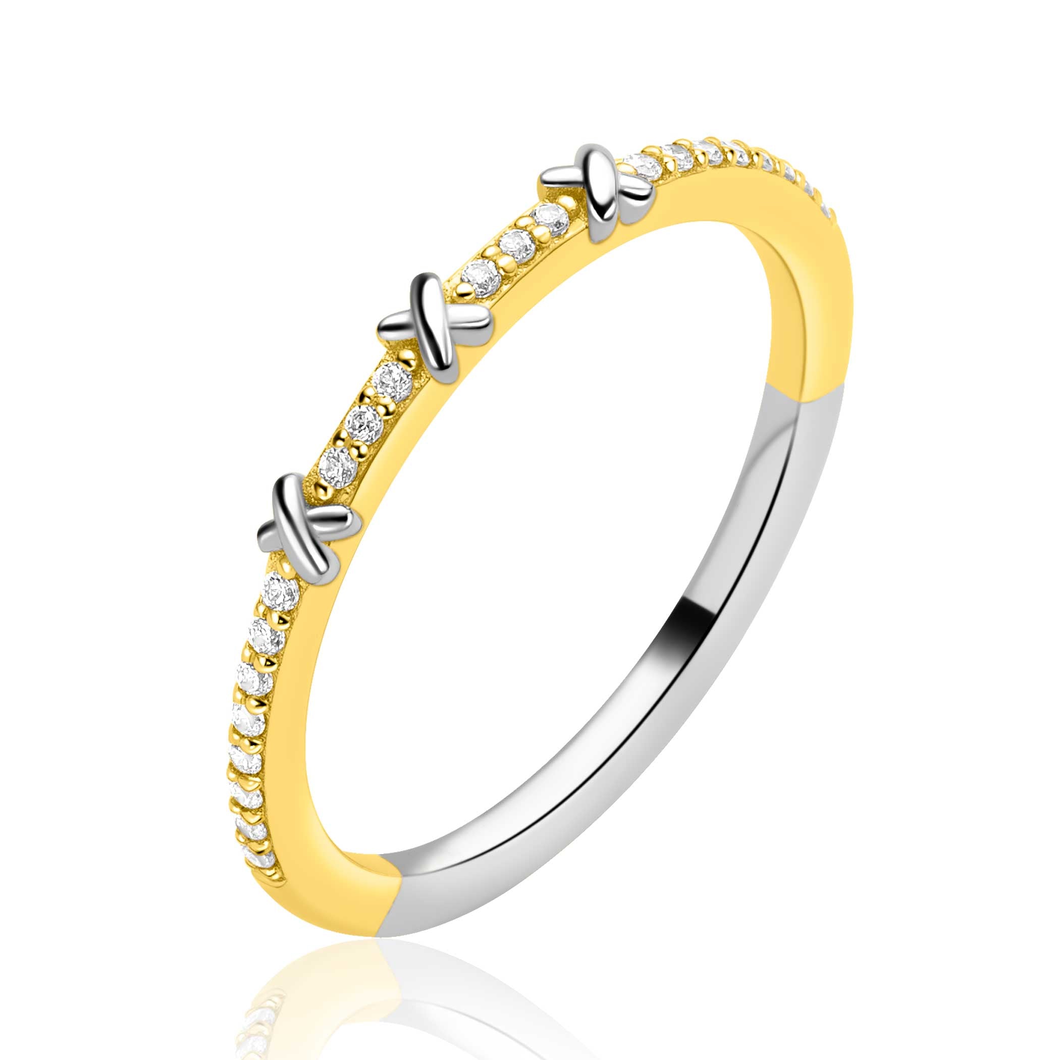 ZINZI Verguld Zilveren Ring met Witte Zirkonia - ZIR2814
