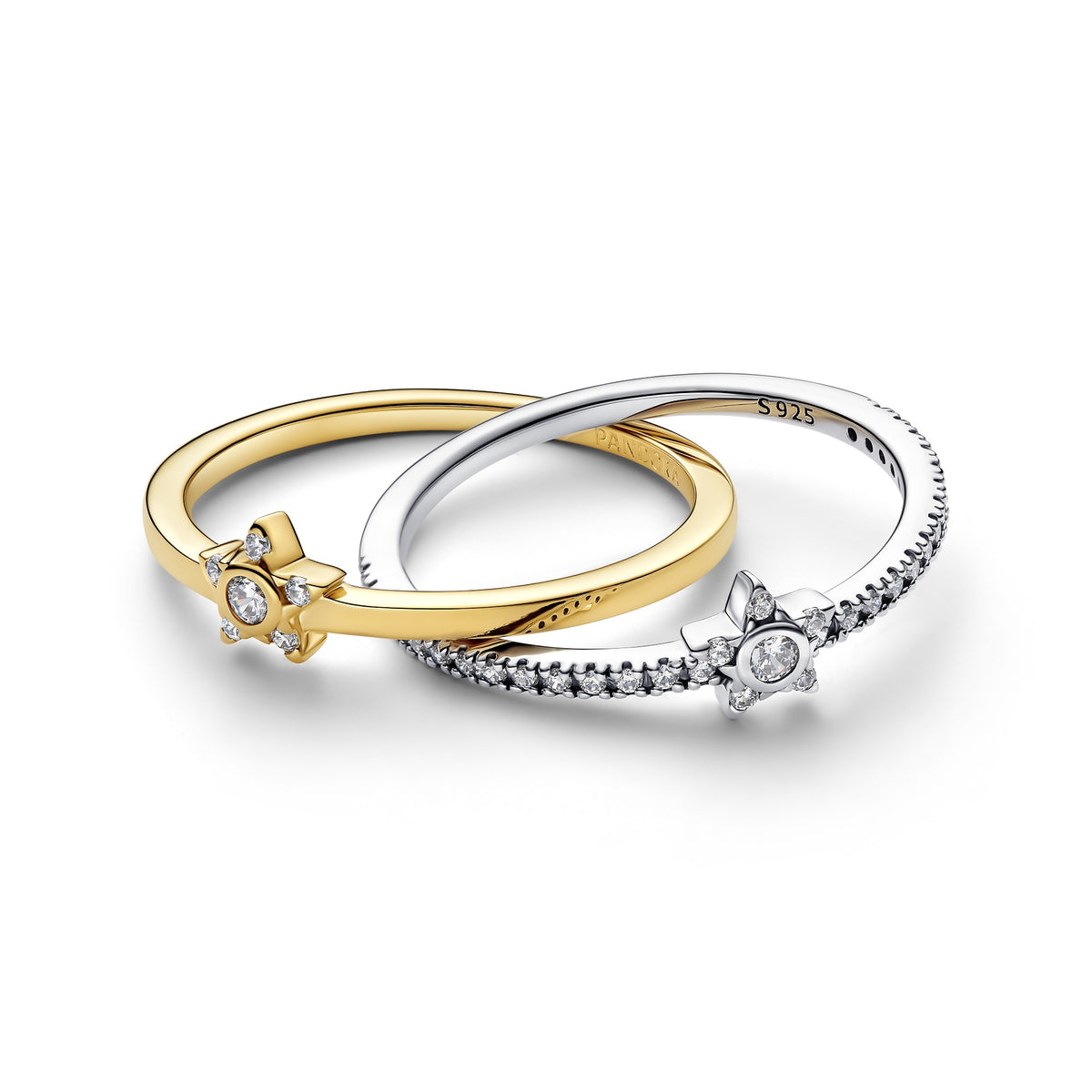 Pandora Sprankelende Stella Crossover Ring bicolor zilver en goudverguld