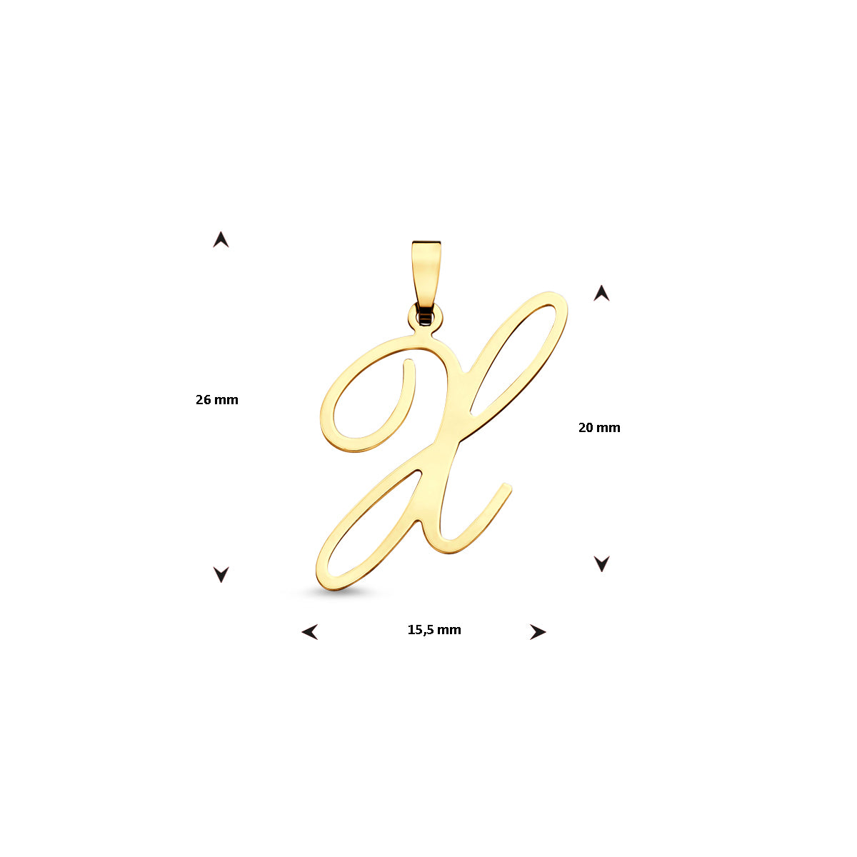 Hanger sierletter X 20 mm 14K geelgoud #Letter_X