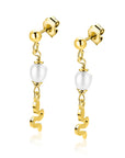 ZINZI gold plated zilveren oorstekers met slang en witte zoetwaterparel 35mm ZIO2761 - PansiteNederland.nl