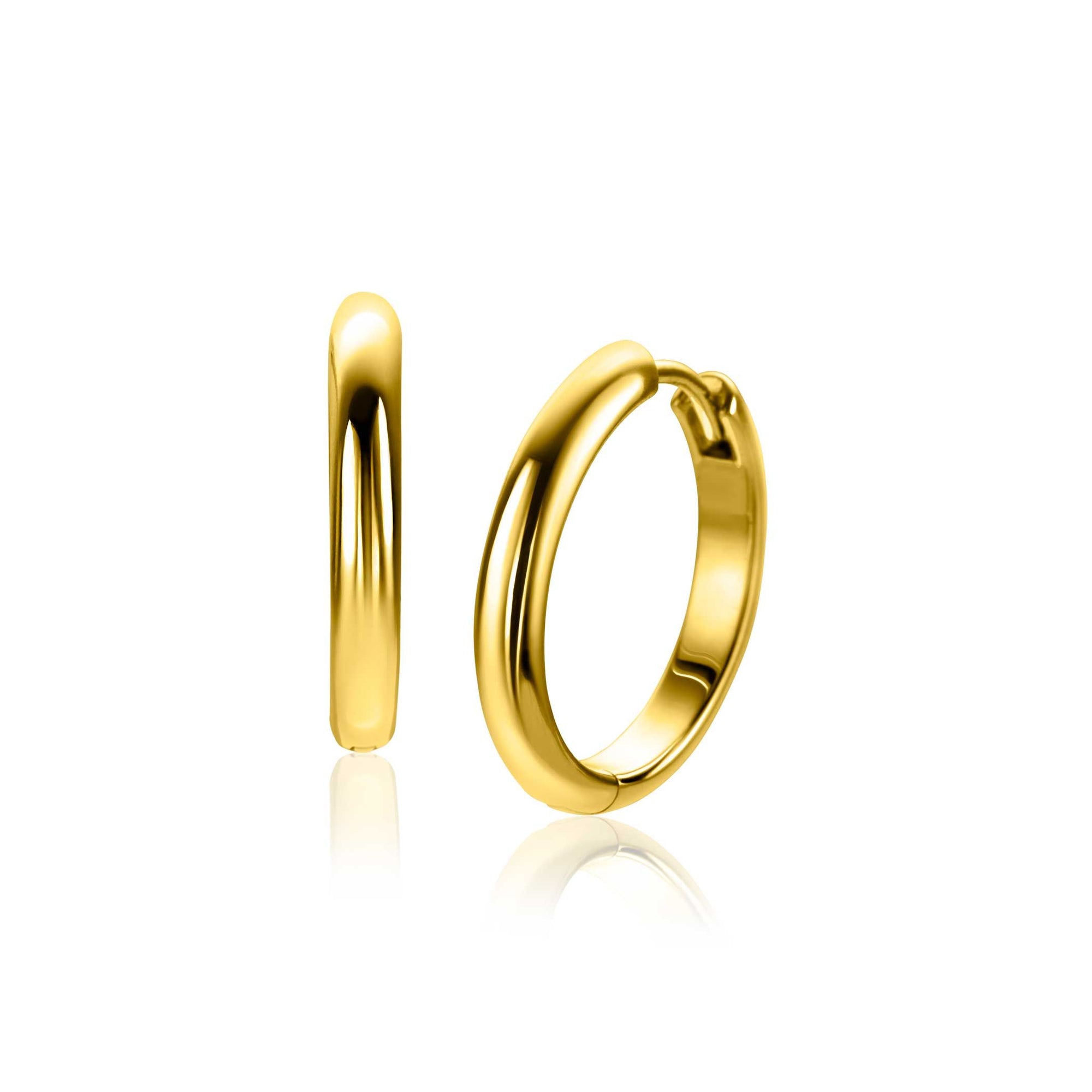 Zinzi gold plated zilveren oorringen gladde met ronde buis 3mm met luxe klapsluiting 20mm – ZIO2602G - PansiteNederland.nl