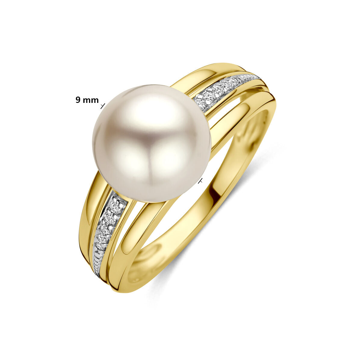Ring parel en diamant 0.05ct h si 14K geelgoud