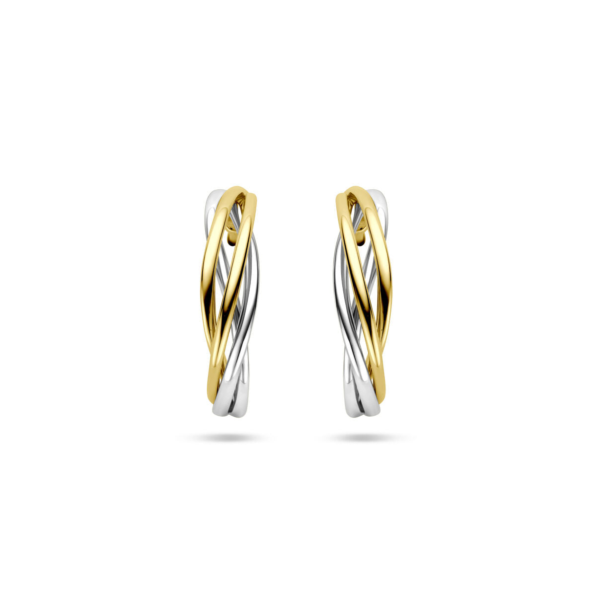 14K bicolor gouden geel/wit stekeroorringen 17 mm - 4209105 - PansiteNederland.nl