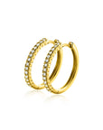 Zinzi Gold 14 krt gouden oorringen bezet met witte zirkonia's met luxe klapsluiting 17mm x 1,7mm vierkante buis ZGO506