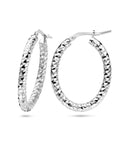 Zilver Gerhodineerd Oorringen 3,0 Mm Ronde Buis Gediamanteerd 1337469 - PansiteNederland.nl