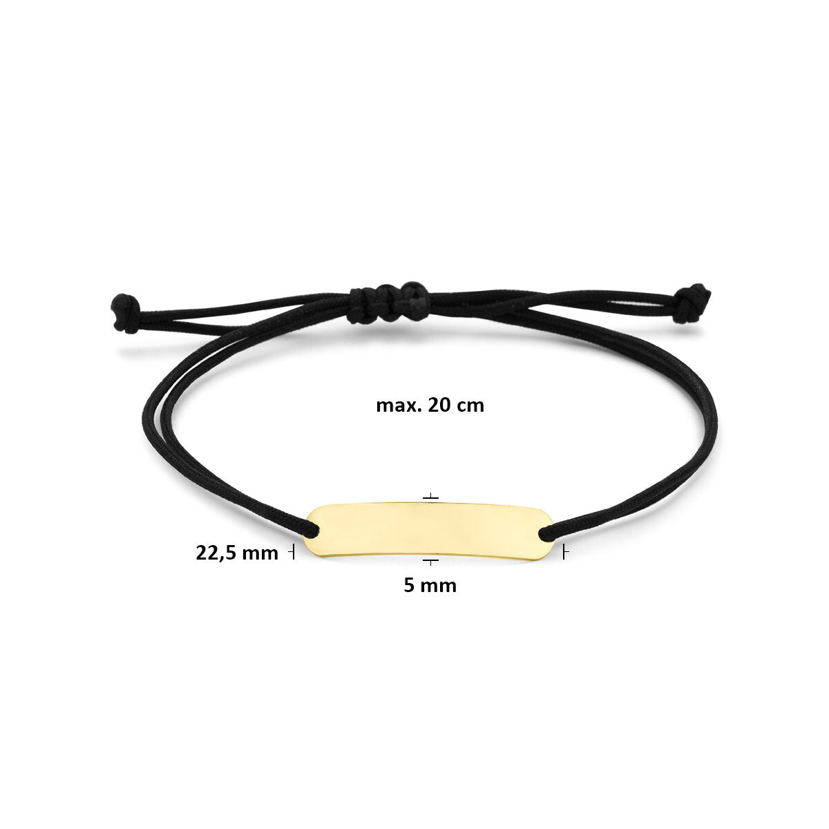 Graveerarmband plaat polyester zwart max. 14K goud 20 cm