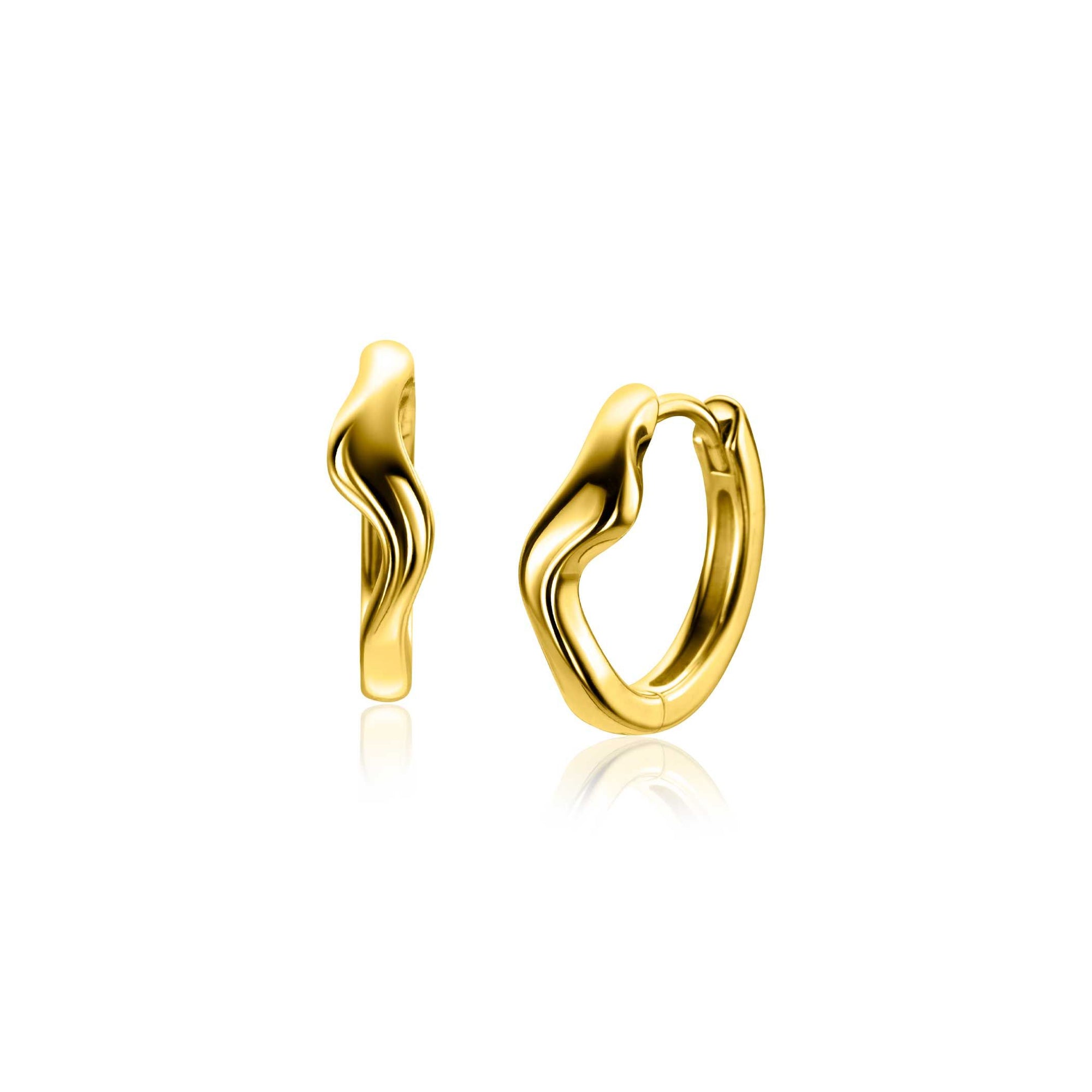 Zinzi 15mm gold plated zilveren oorringen organisch gevormd met luxe klapsluiting ZIO2627G - PansiteNederland.nl