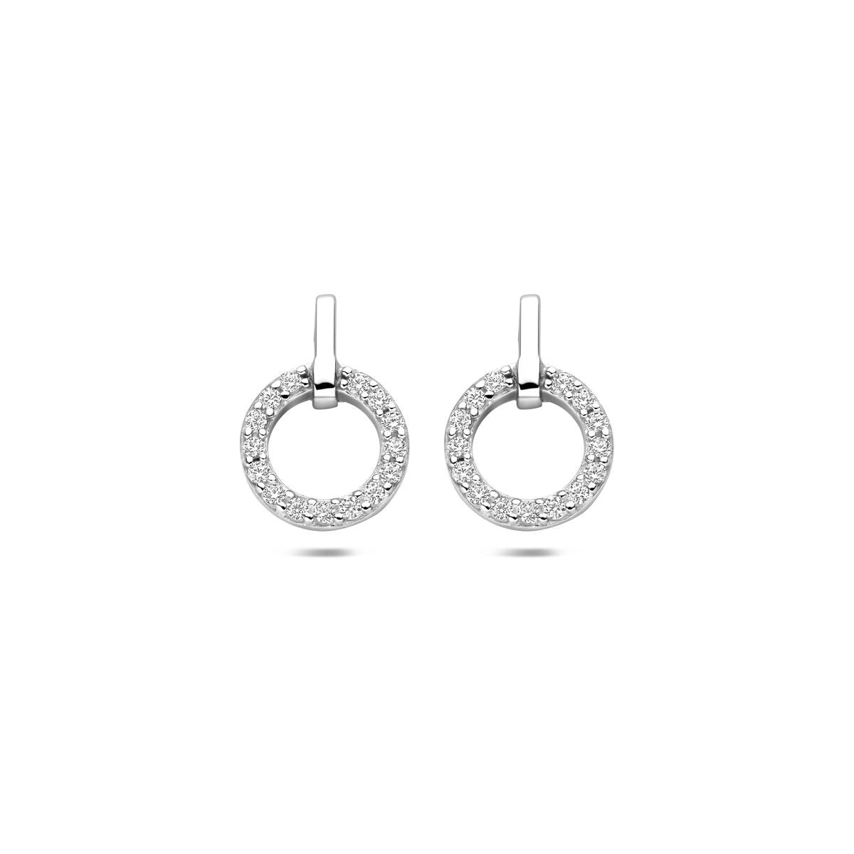 Zilveren gerhodineerde oorknoppen zirkonia 13 mm - 1341699