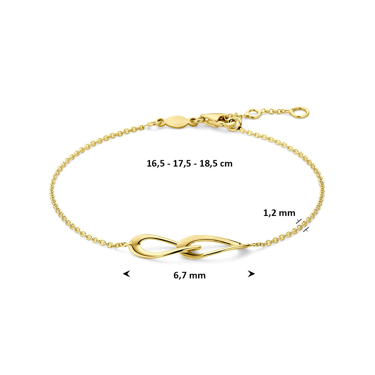 Armband 9K geelgoud 16,5 - 17,5 - 18,5 cm