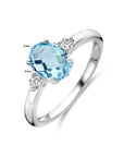 Gerhodineerd Zilver Ring Trilogie Met Zirkonia En Blauw Topaas 1337796