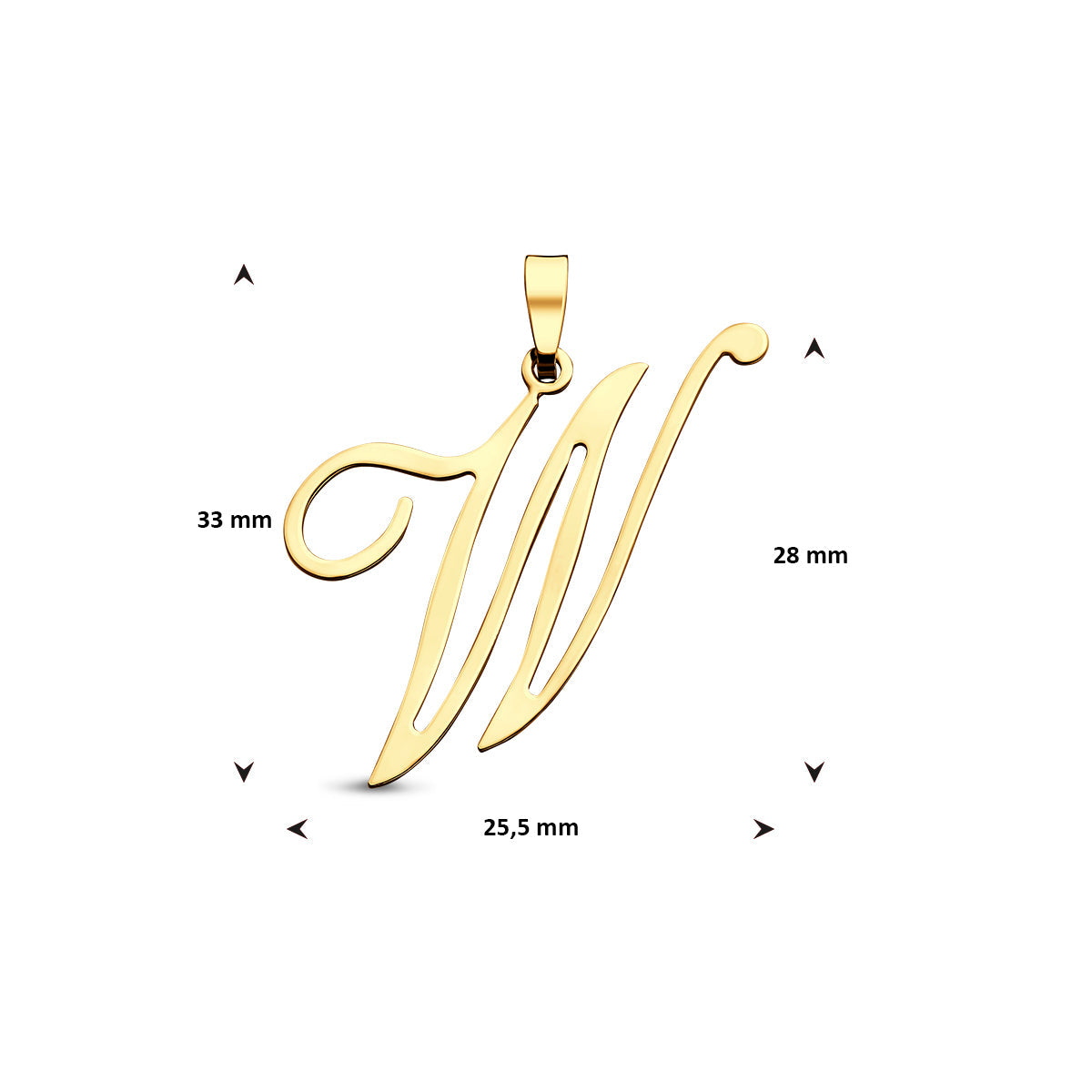 Hanger sierletter W 28 mm 14K geelgoud #Letter_W