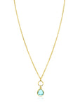 ZINZI Gold Plated Zilveren Ketting met Open Rondje en Turquoise Ovale Hanger 40-45cm ZIC2716G