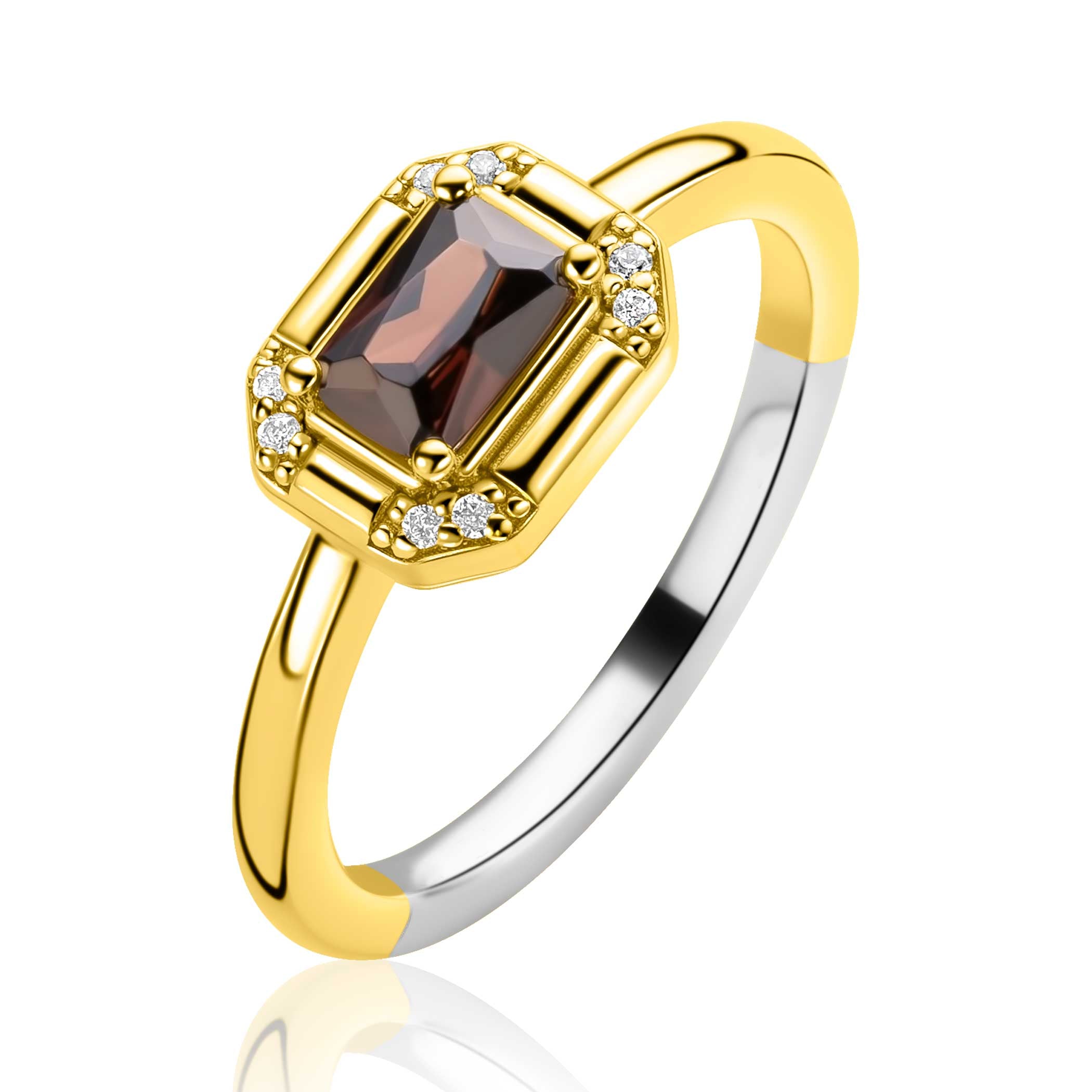 ZINZI Verguld Zilveren Ring met Witte Zirkonia - ZIR2803