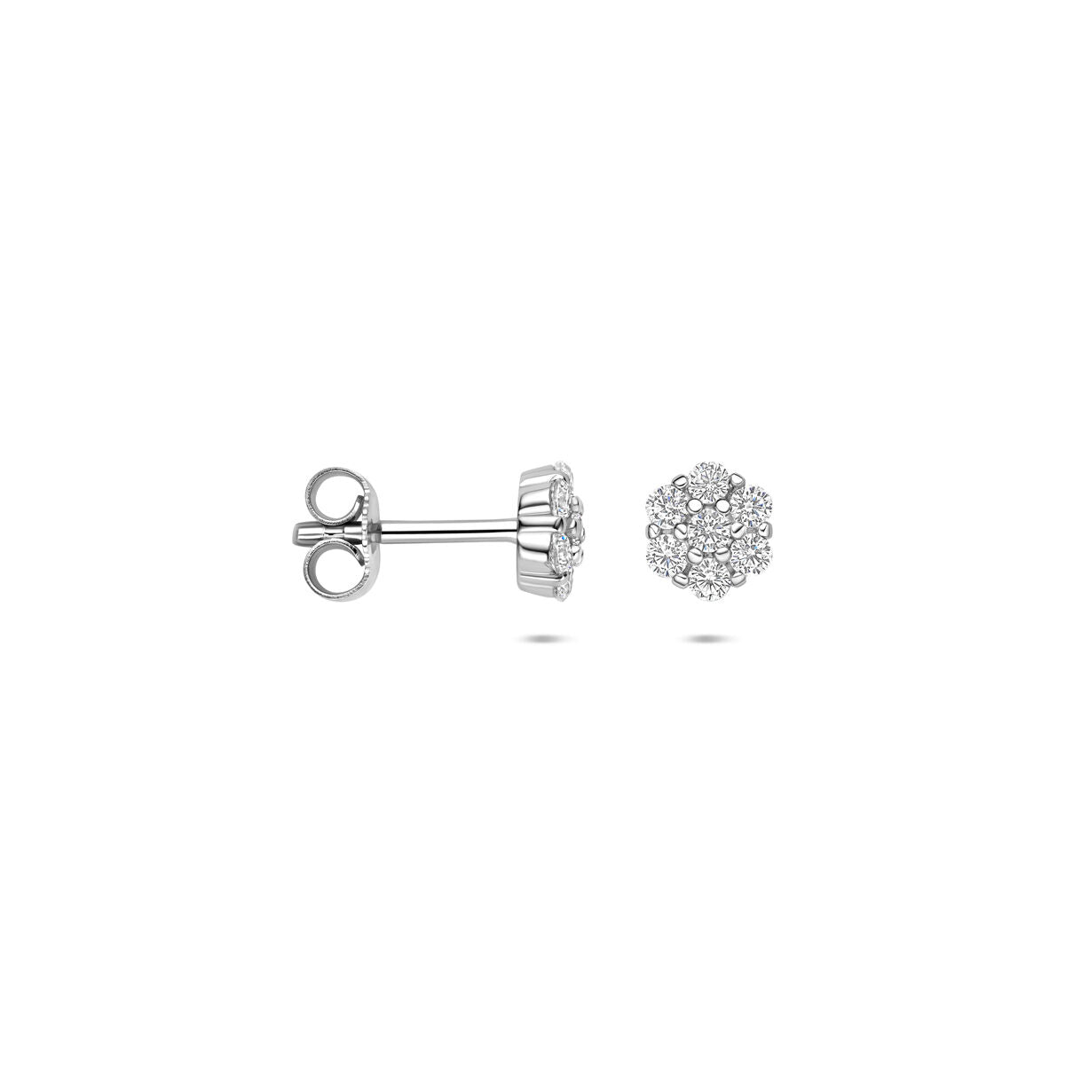 Zilveren gerhodineerde oorknoppen zirkonia 6 mm - 1341256