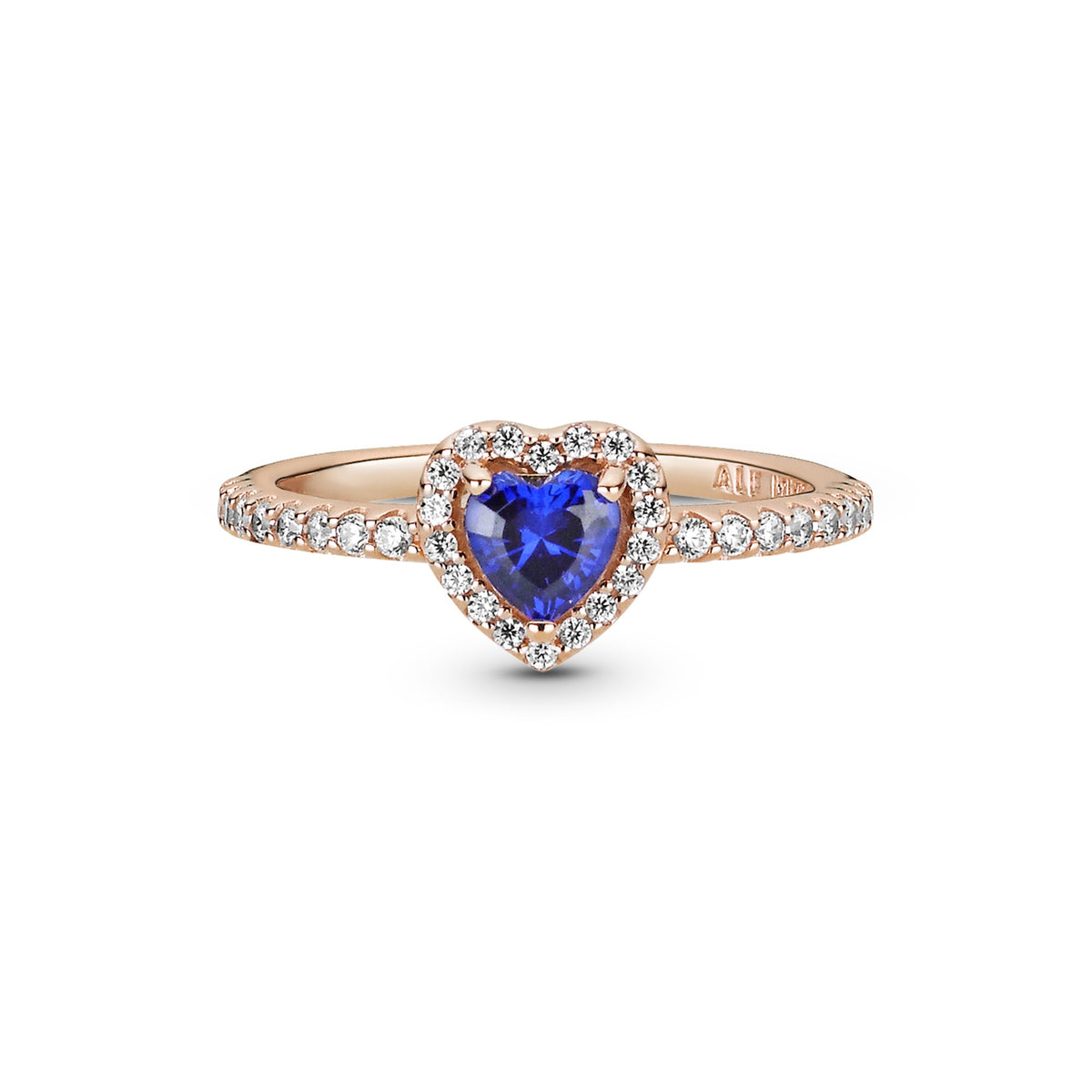 Pandora Sparkling Blue Elevated Heart Ring roségoudverguld 188421C01