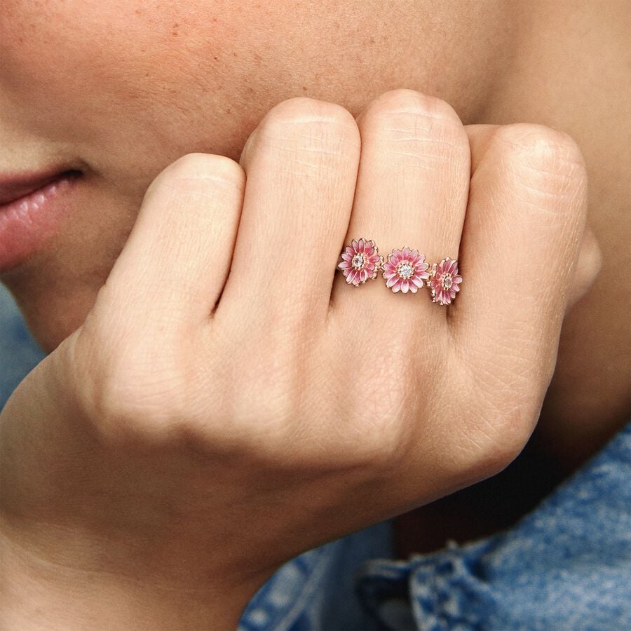 Pandora Roze Madeliefjes Trio Ring 188792C01