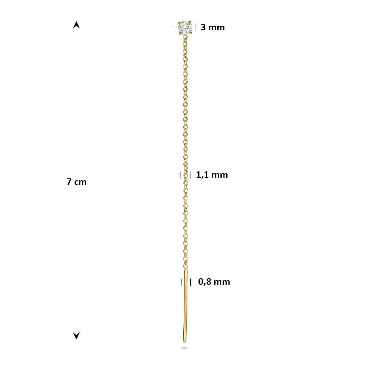 Fantasy Collection Oorbellen diamant 0.10ct h si per stuk 7 cm 14K geelgoud
