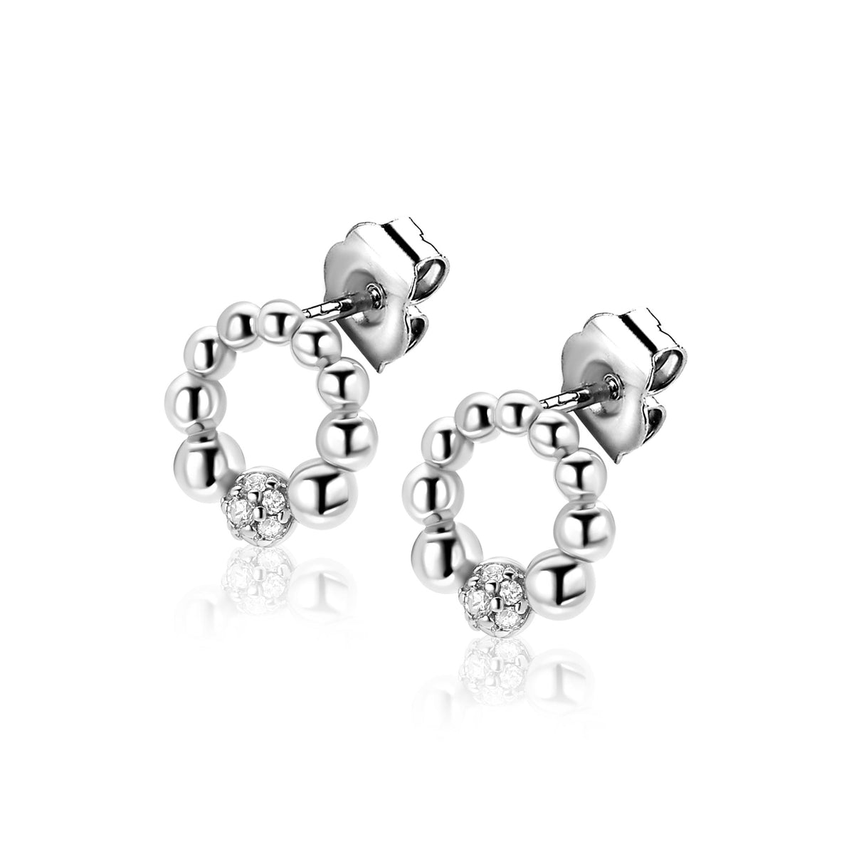 ZINZI Zilveren Oorknoppen met Witte Zirkonia ZIO2817