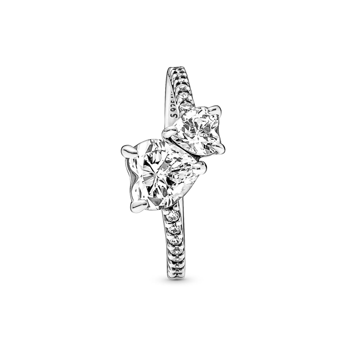 Pandora Double Heart Sparkling Ring zilver 191198C01