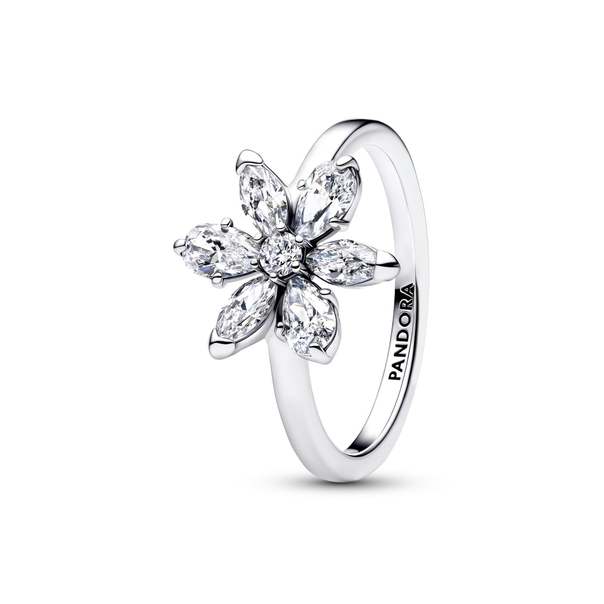 Pandora Herbarium Sprankelende  Bloem Cocktailring zilver