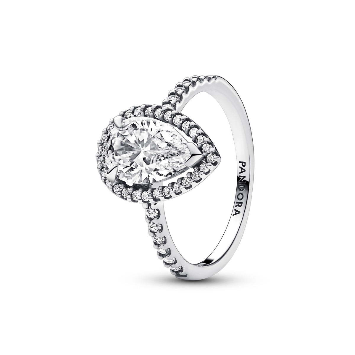 Pandora Sprankelende Grote Peer Halo Ring zilver