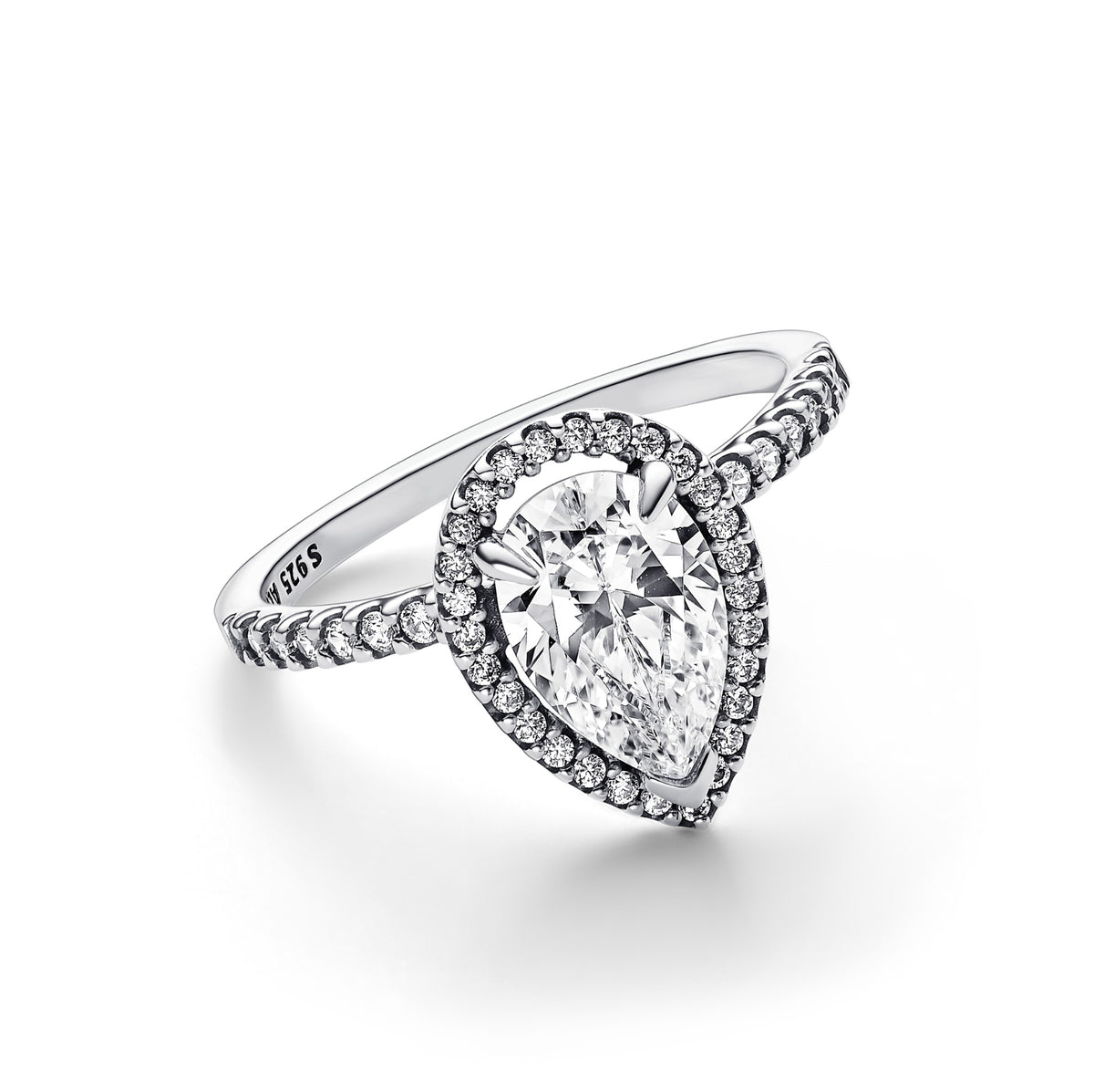 Pandora Sprankelende Grote Peer Halo Ring zilver 193012C01