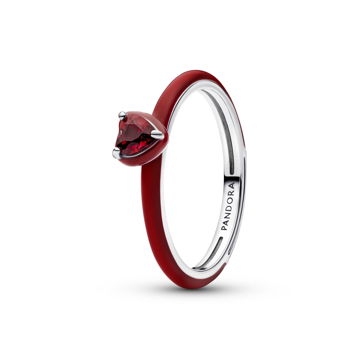 Pandora Rode Hart Chakra Ring zilver