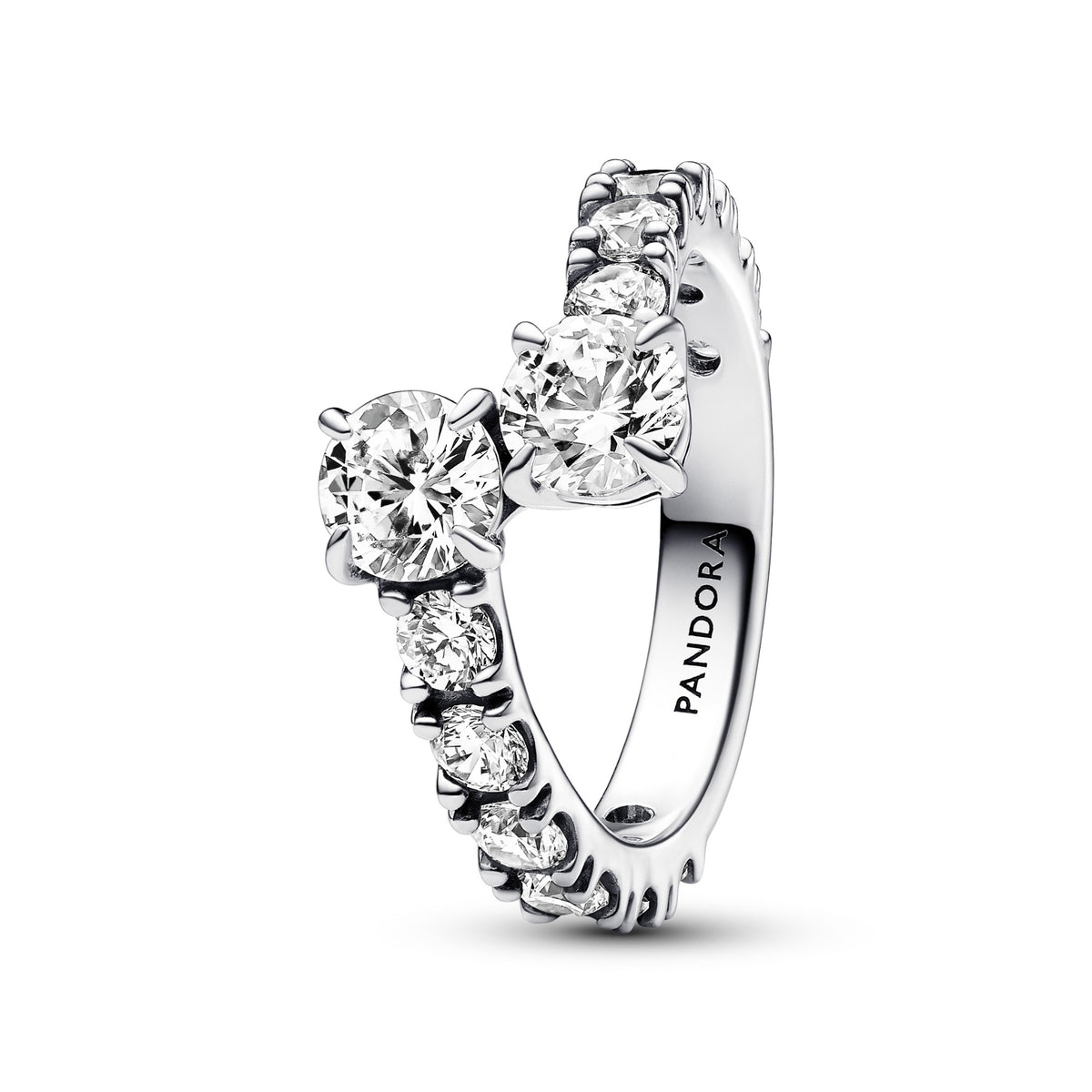 Pandora Sprankelende Overlappende Bandring zilver