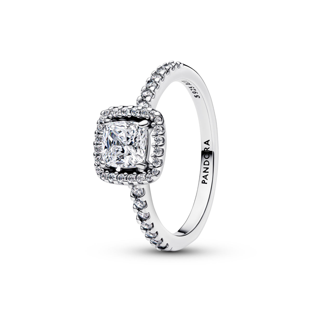Pandora Sprankelende Vierkante Stralenkrans Ring zilver