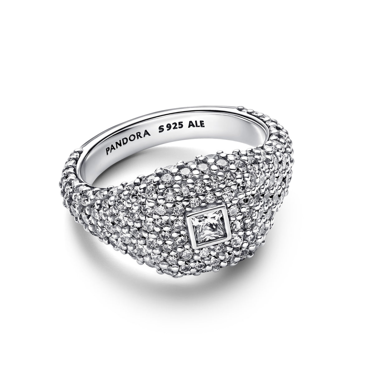 Pandora Cocktailring met vierkant van pavé zilver 193556C01