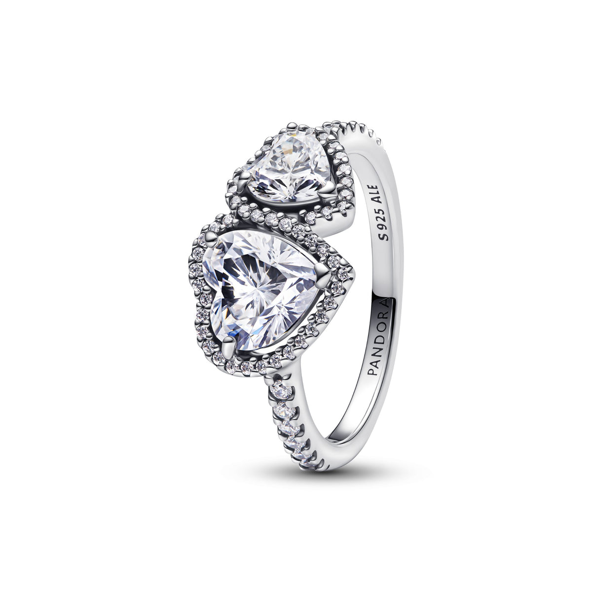 Pandora Sprankelende Halo Harten Ring zilver