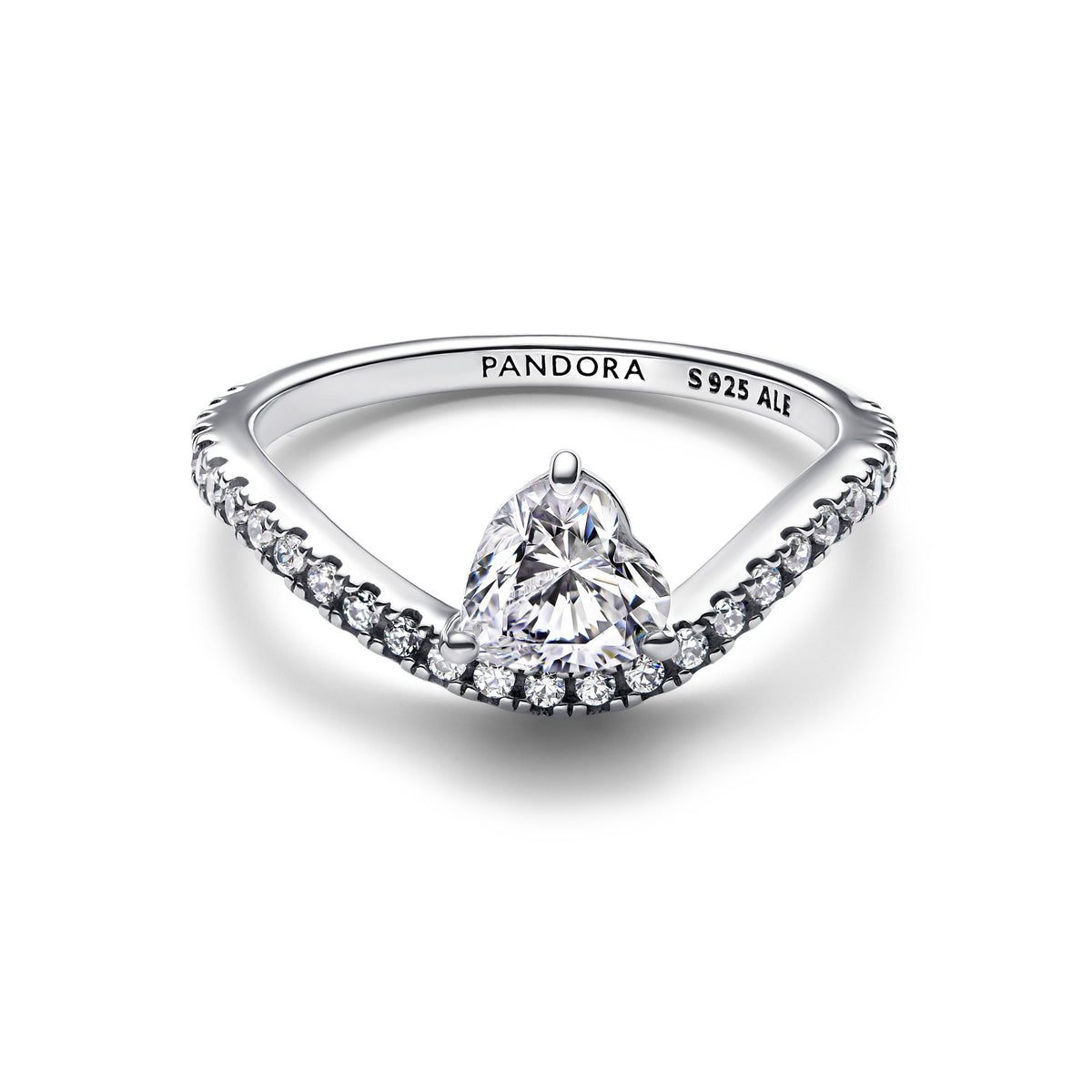 Pandora Golvend Pavé Hart Ring zilver 193661C01