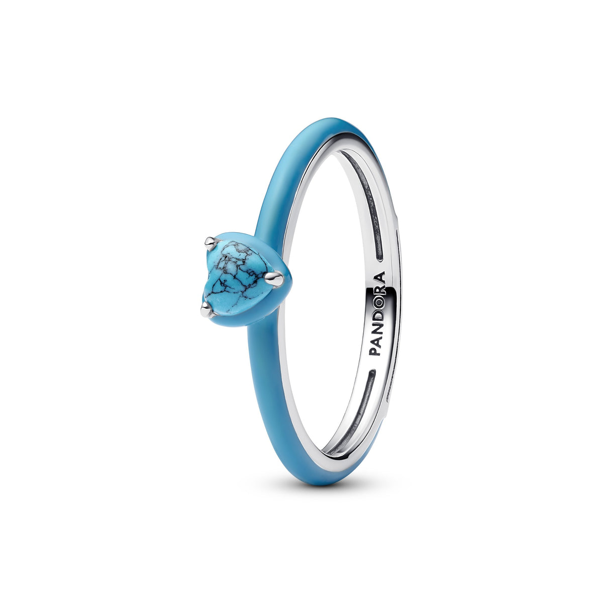 Pandora Turquoise Hartsteen Ring zilver