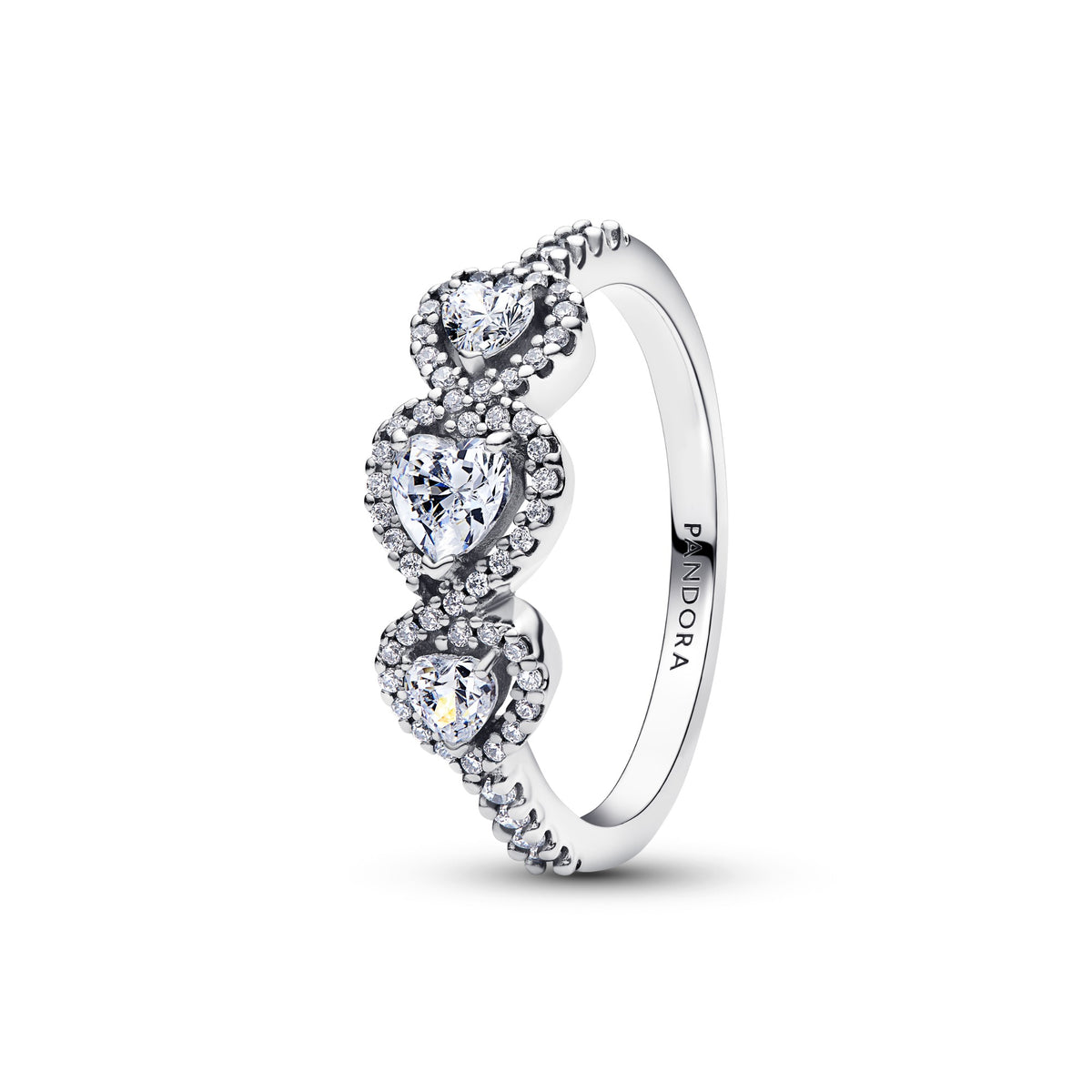 Pandora Halo Hart Trilogy Ring zilver