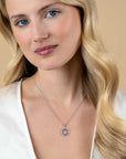 ZINZI zilveren anker ketting met luxe klaver hanger (15mm) rondom bezet met witte zirkonia's 45-48cm ZIC2617