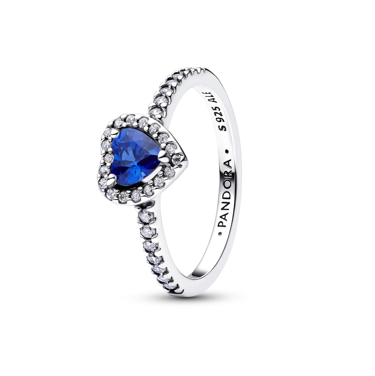 Pandora Verhoogd Prinsessenblauw Hart Ring zilver