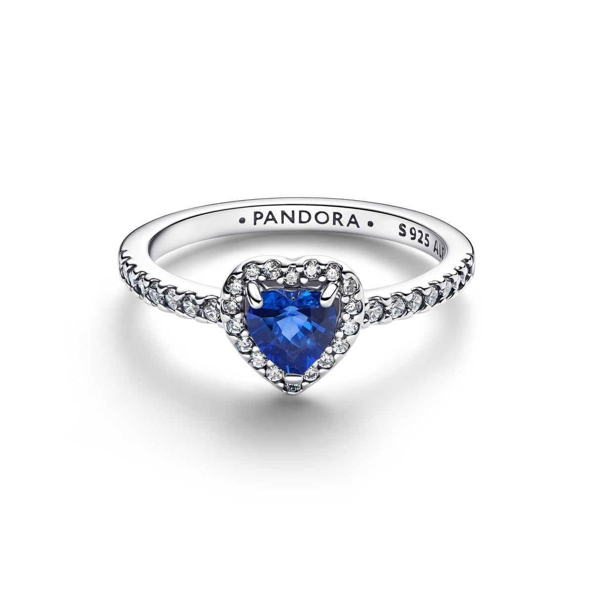 Pandora Verhoogd Prinsessenblauw Hart Ring zilver 198421C09