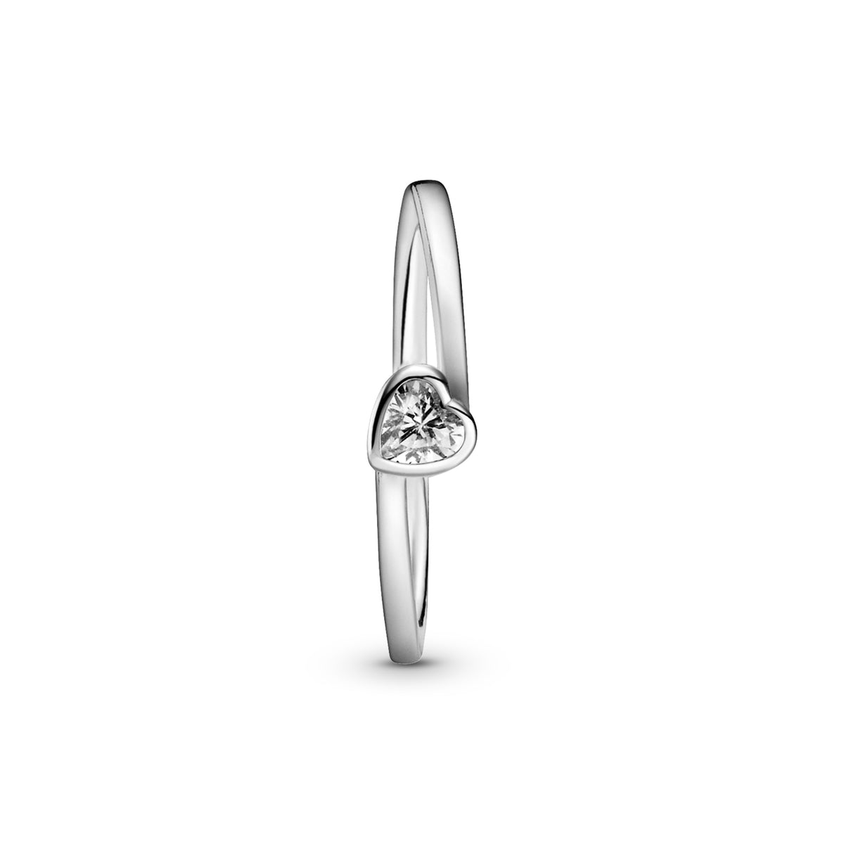 Pandora Clear Tilted Heart Solitaire Ring zilver 199267C02