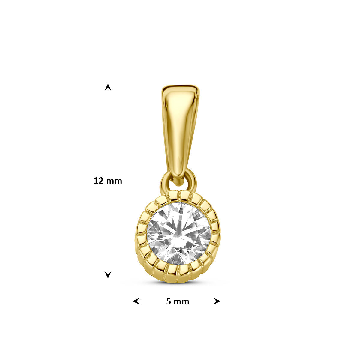 Hanger zirkonia 9K geelgoud 5 mm