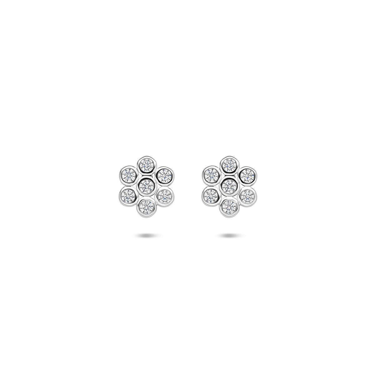 Zilveren gerhodineerde oorknoppen zirkonia 6,5 mm - 1341263